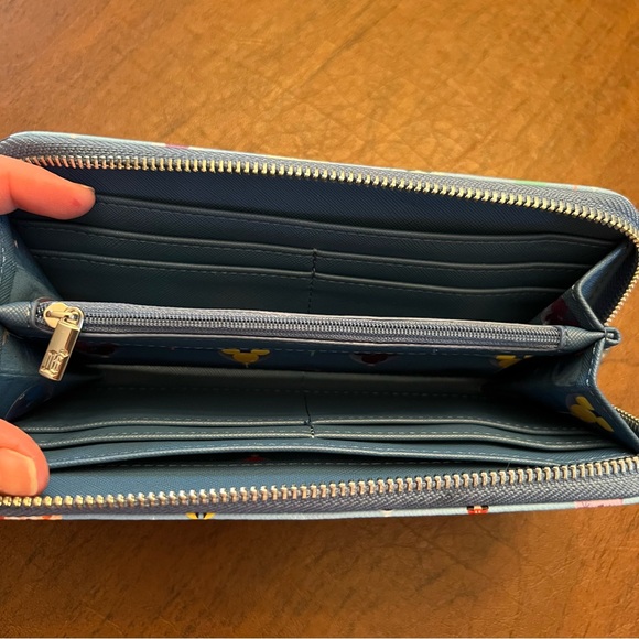 DISNEY+LOUNGEFLY Character Wallet – Blue, Zip-Around, Kawaii Print, NWOT - Picture 4 of 5